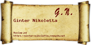 Ginter Nikoletta névjegykártya